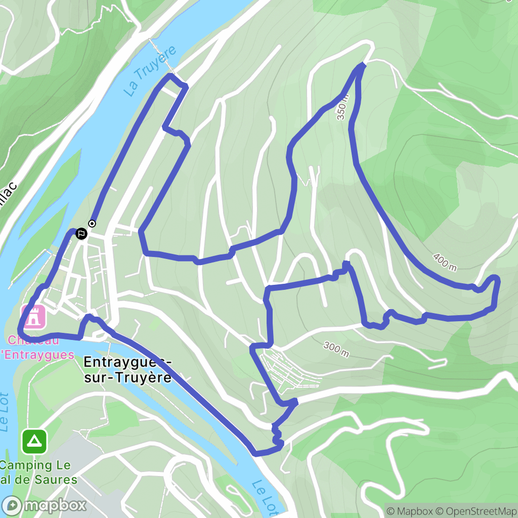 Entraygues-sur-Truyère : carte du parcours de randonnée - France