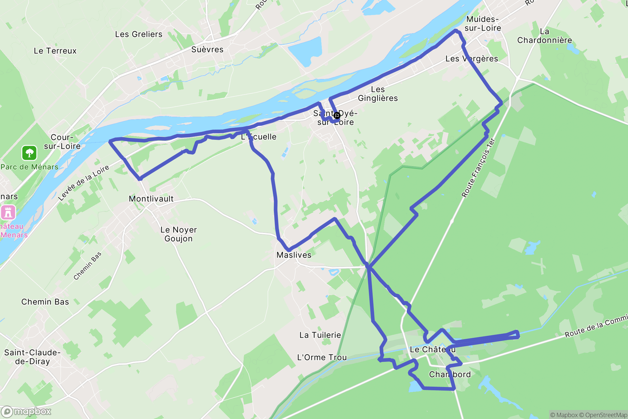 Saint-Dyé-sur-Loire : carte du parcours de randonnée - France