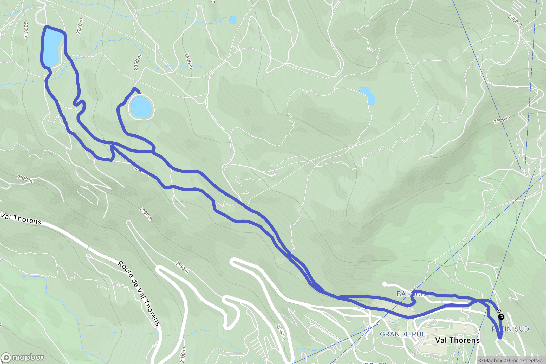 Les Belleville : carte du parcours de randonnée - France