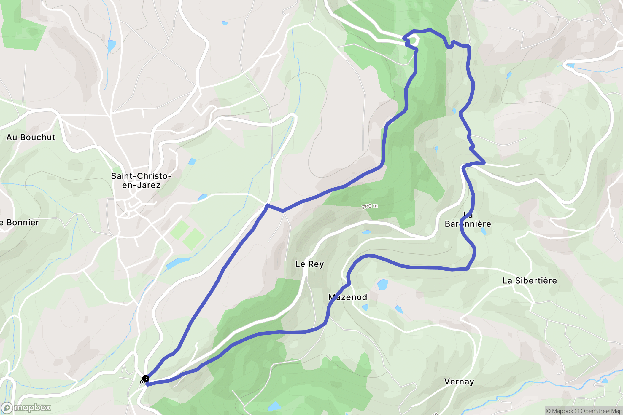 Valfleury : carte du parcours de randonnée - France