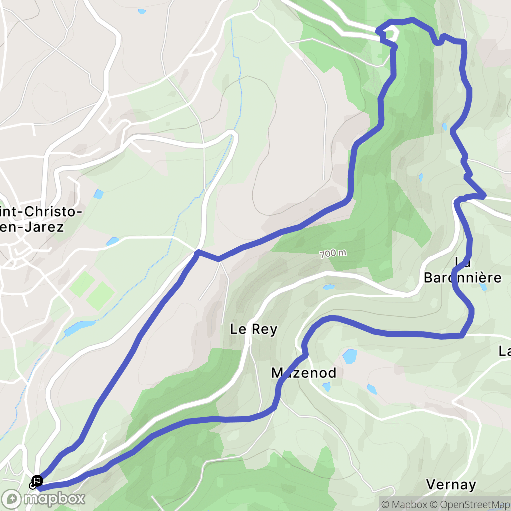 Valfleury : carte du parcours de randonnée - France