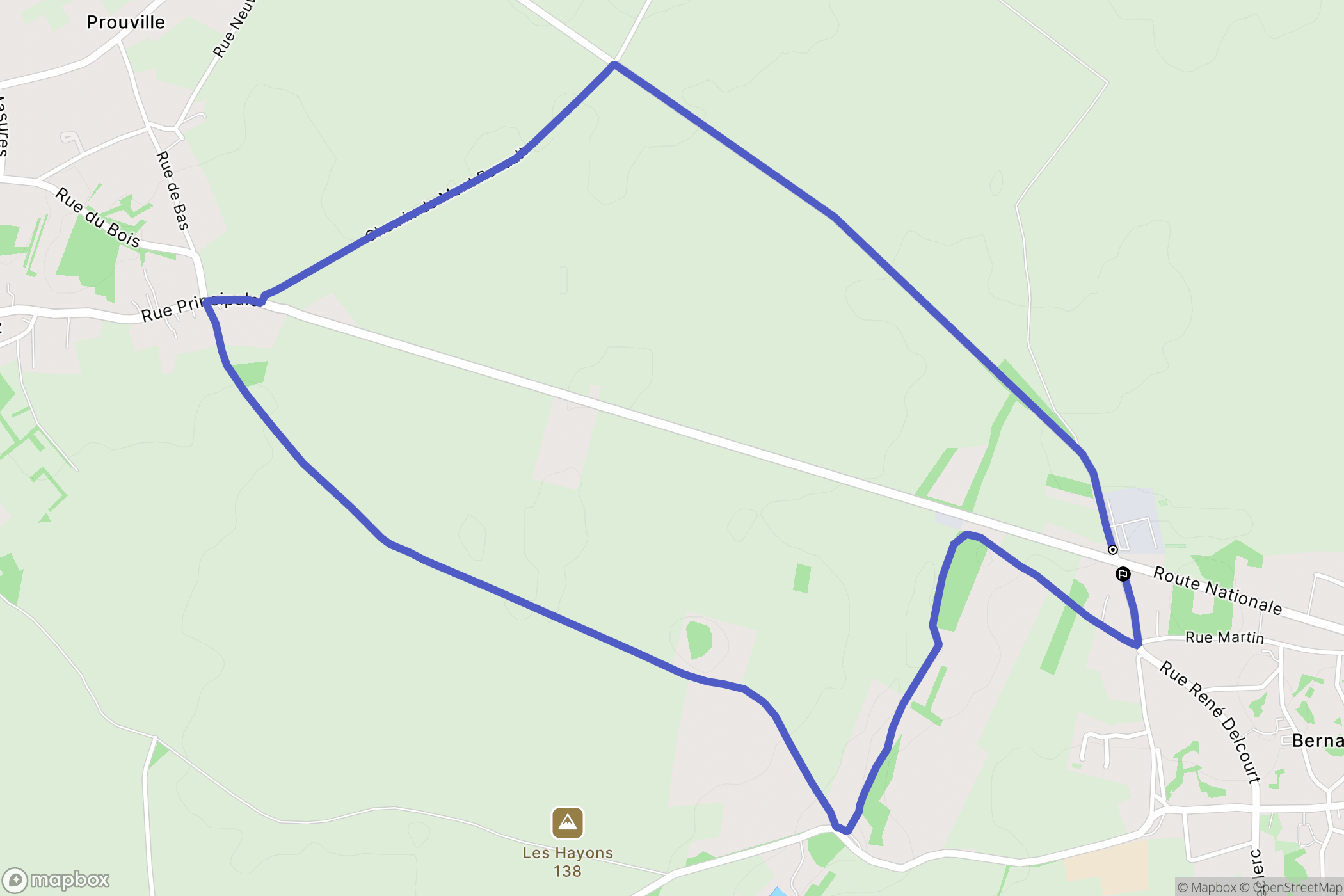 Bernaville : carte du parcours de randonnée - France