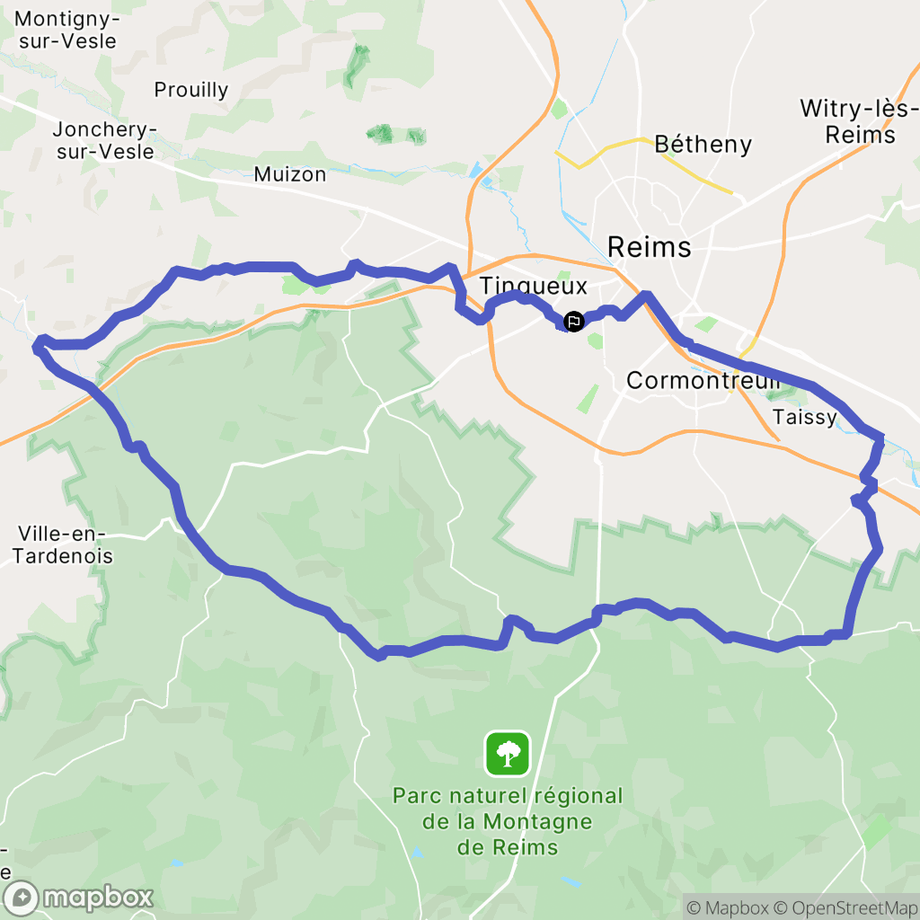 Reims : carte du parcours de randonnée - France