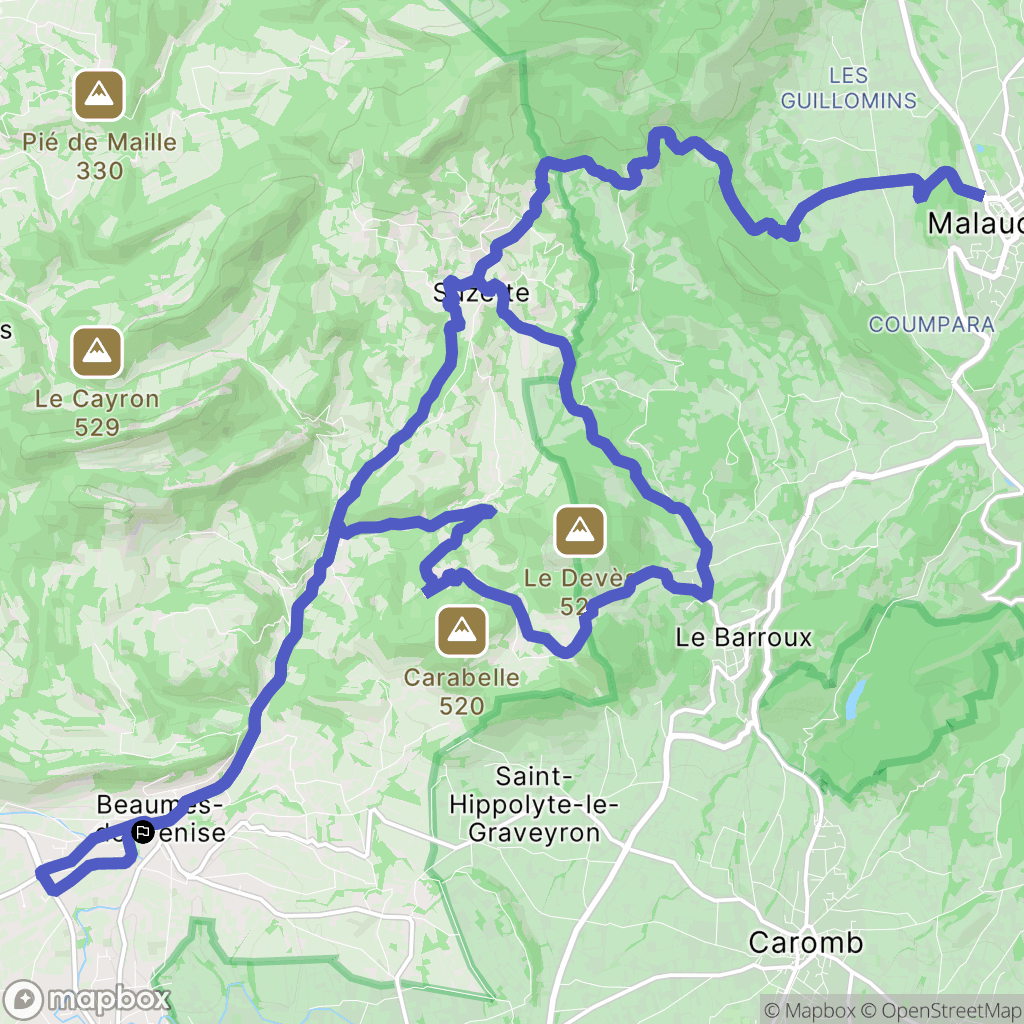 Beaumes-de-Venise : carte du parcours de randonnée - France