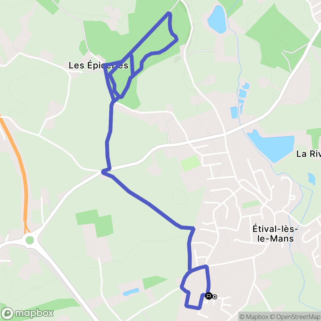 Étival-lès-le-Mans : carte du parcours de randonnée - France