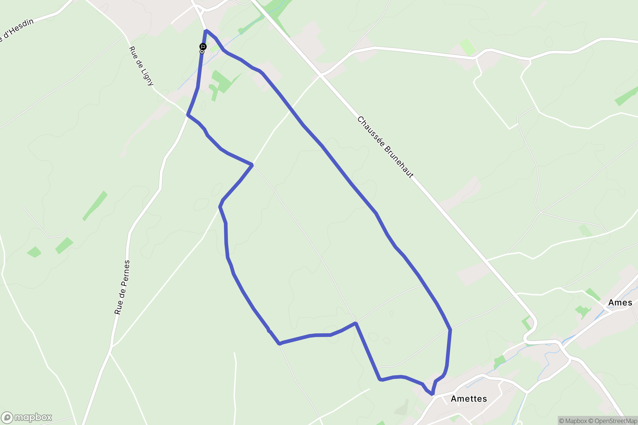 Auchy-au-Bois : carte du parcours de randonnée - France