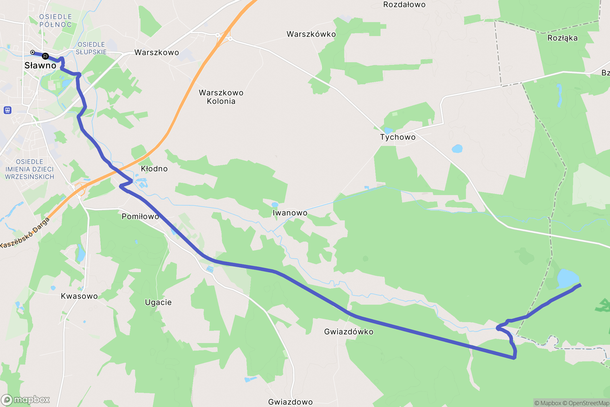 Sławno: mapa trasy - Poland