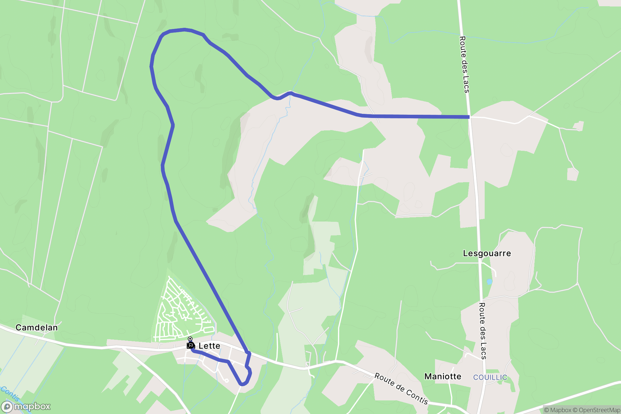 Saint-Julien-en-Born : carte du parcours de randonnée - France