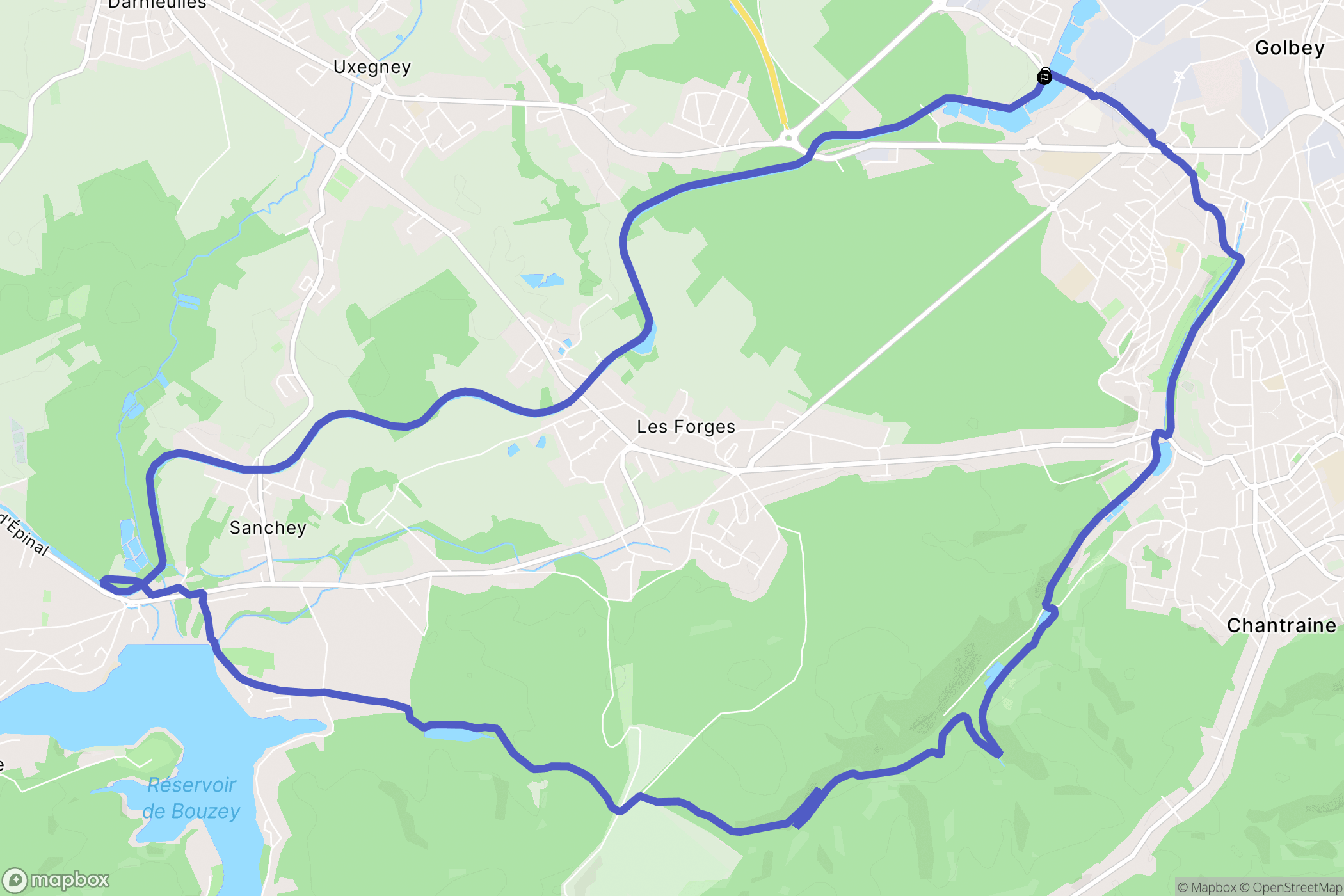 Golbey : carte du parcours de randonnée - France