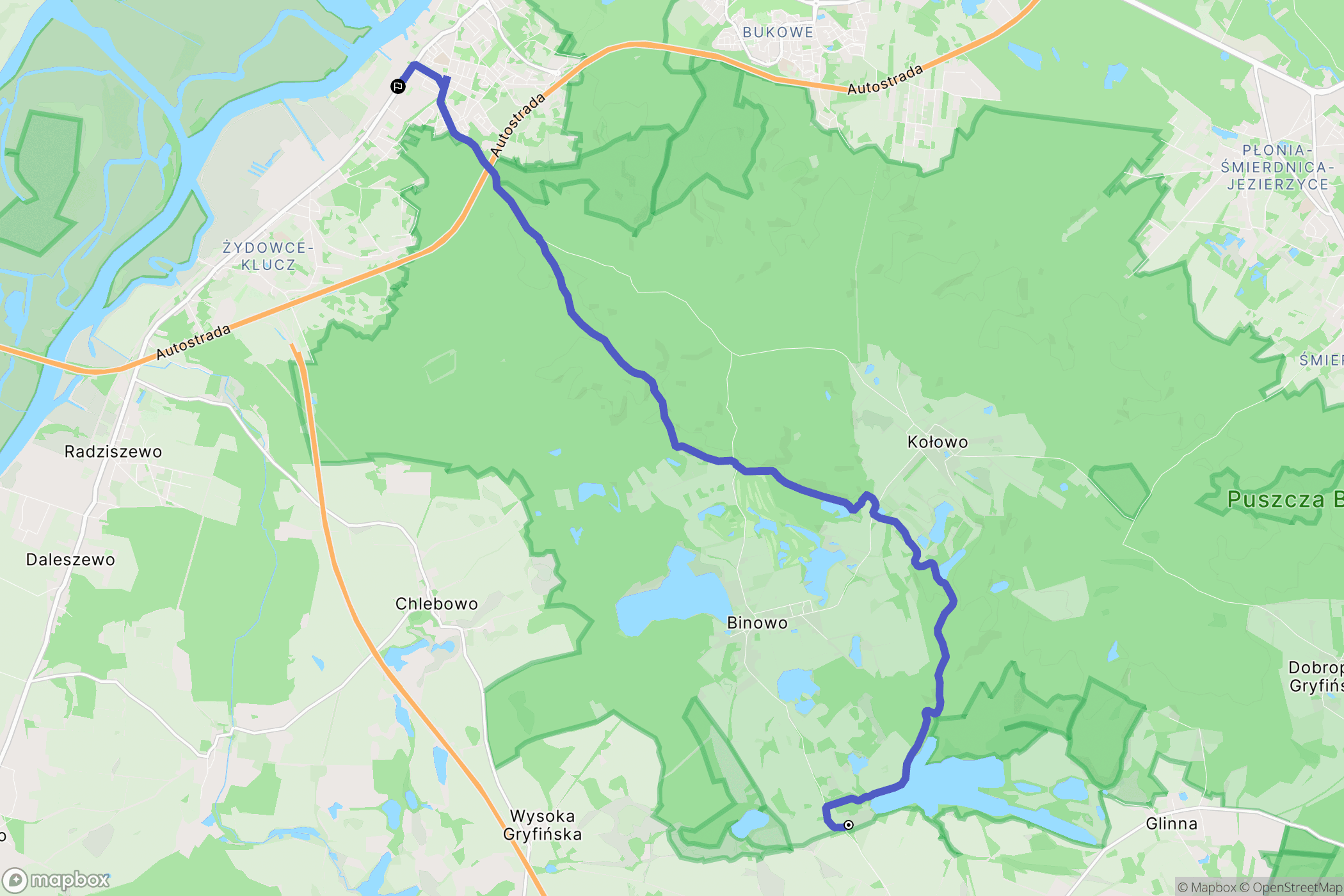Żelisławiec: mapa trasy - Poland