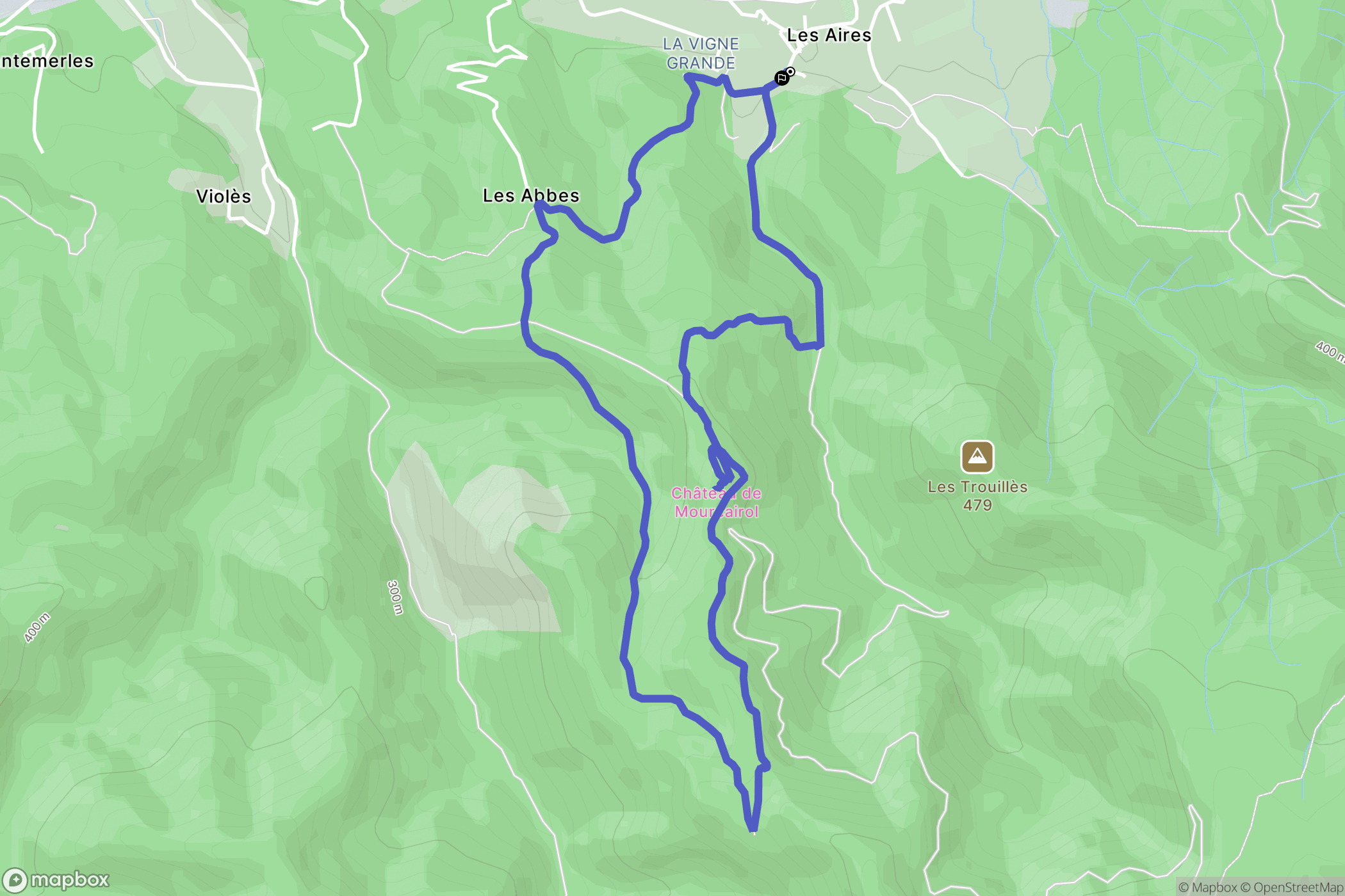 Les Aires : carte du parcours de randonnée - France