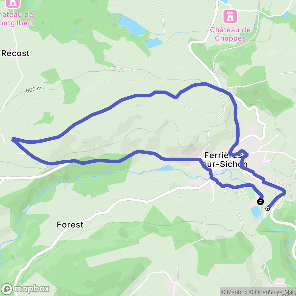 Ferrières-sur-Sichon : carte du parcours de randonnée - France