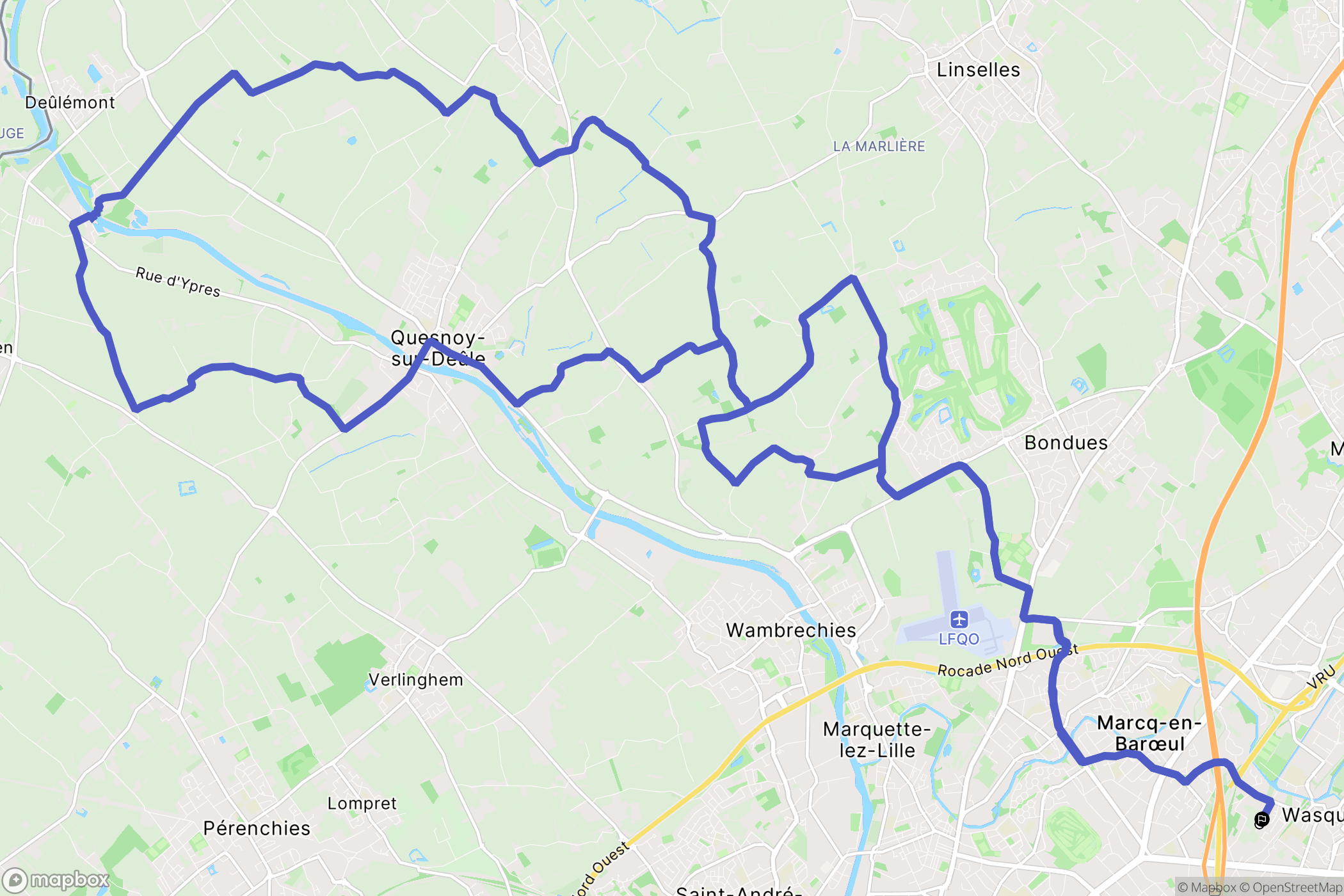 Wasquehal : carte du parcours de randonnée - France