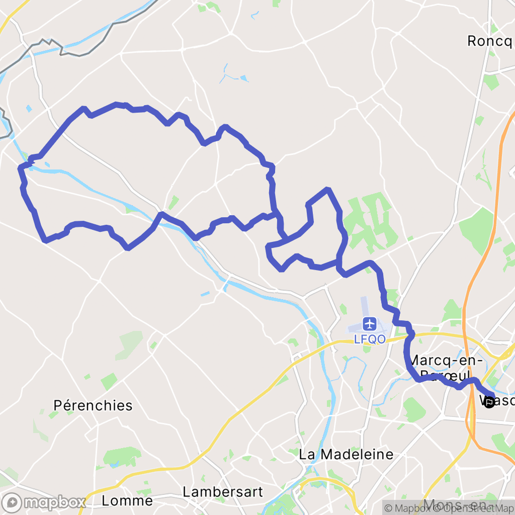 Wasquehal : carte du parcours de randonnée - France
