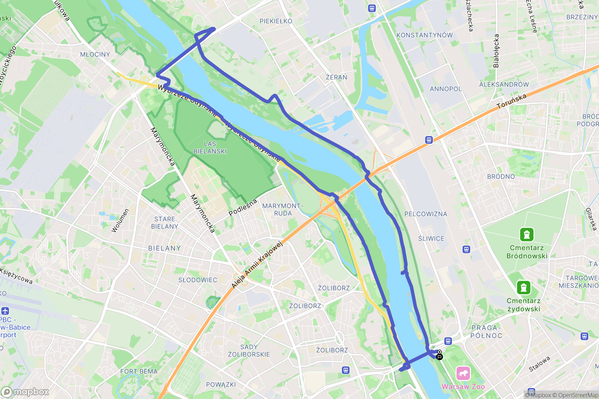 Warszawa: mapa trasy - Poland