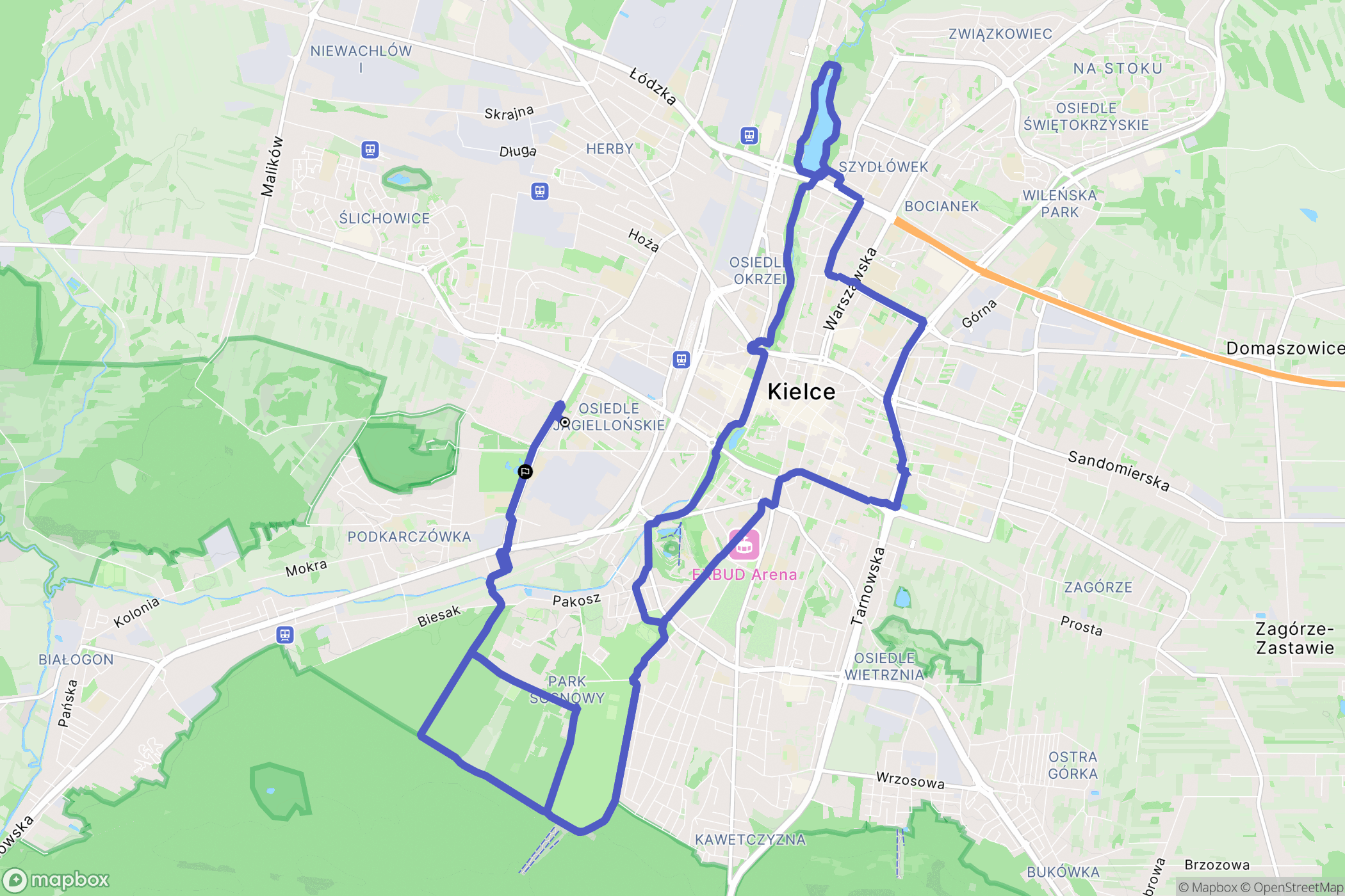 Kielce: mapa trasy - Poland