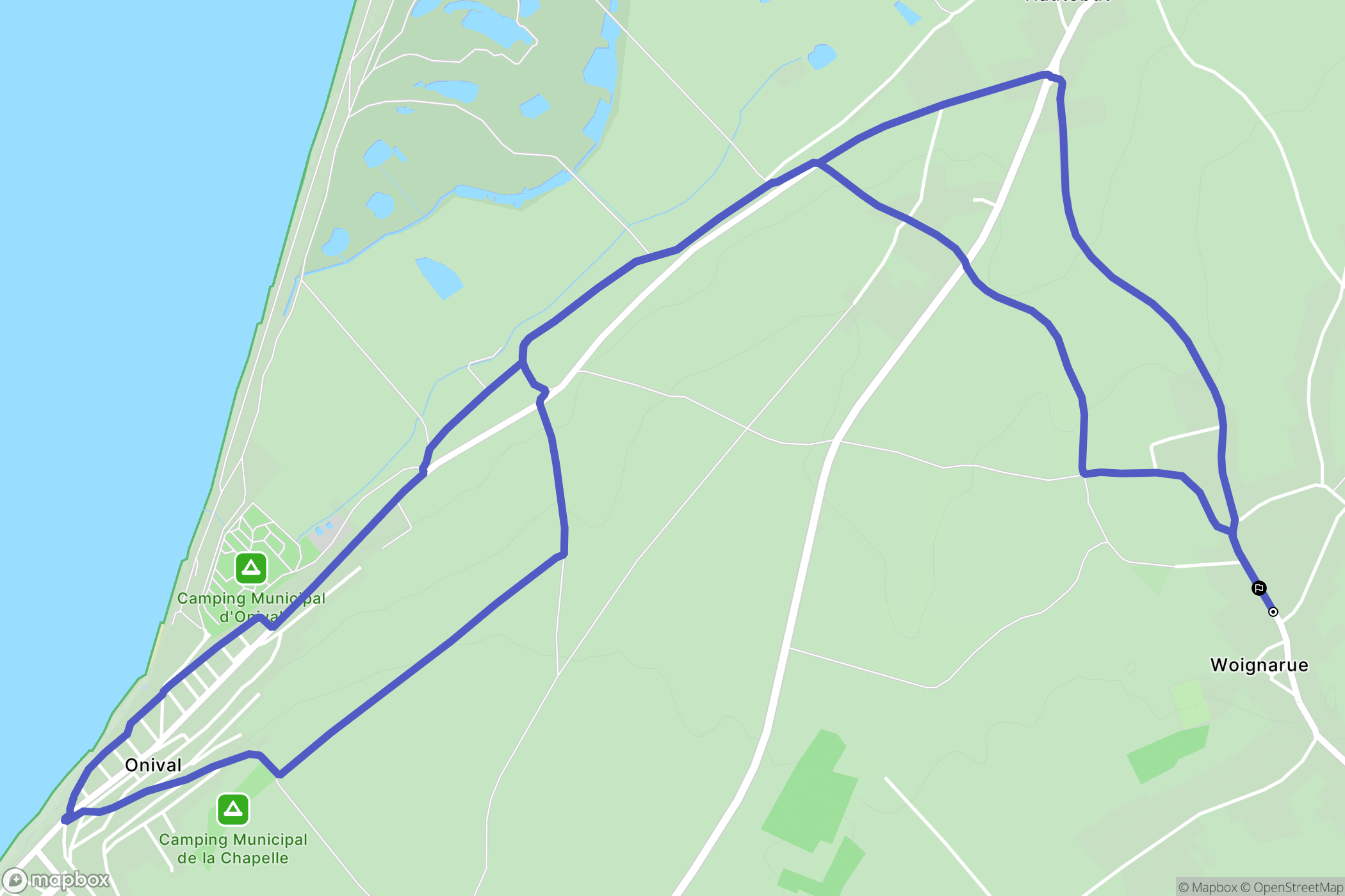 Woignarue : carte du parcours de randonnée - France