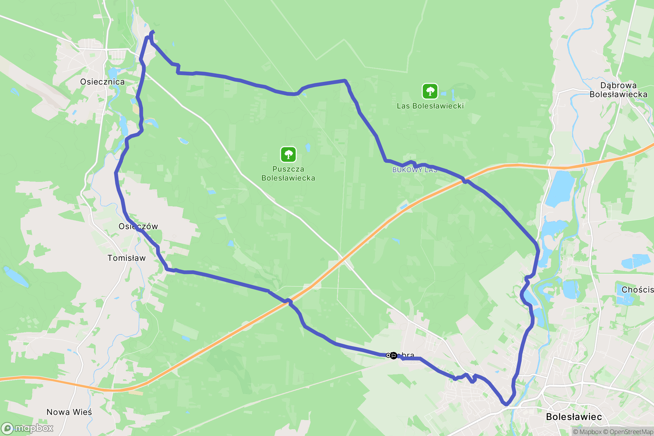 Dobra: mapa trasy - Poland