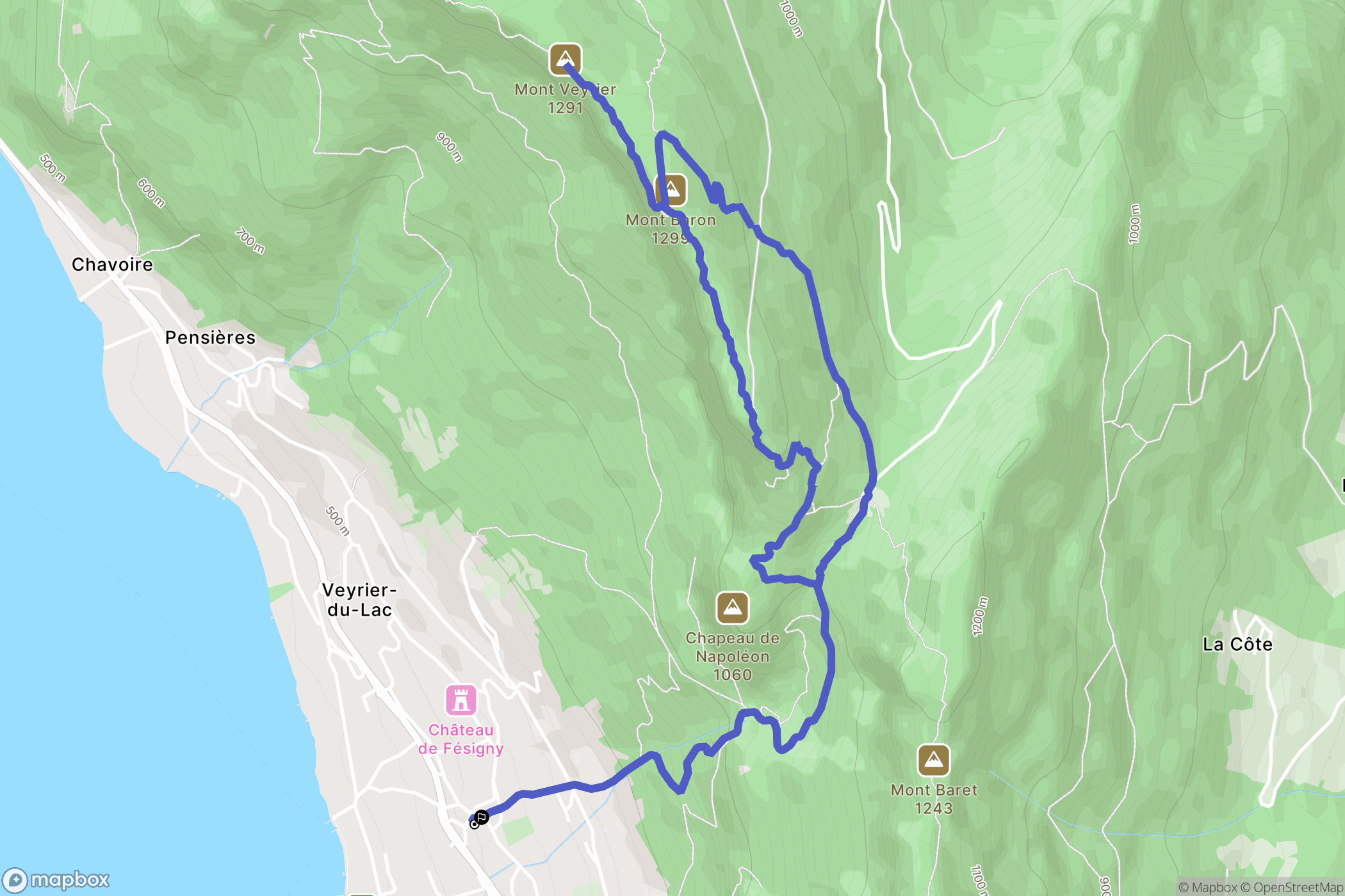Veyrier-du-Lac : carte du parcours de randonnée - France
