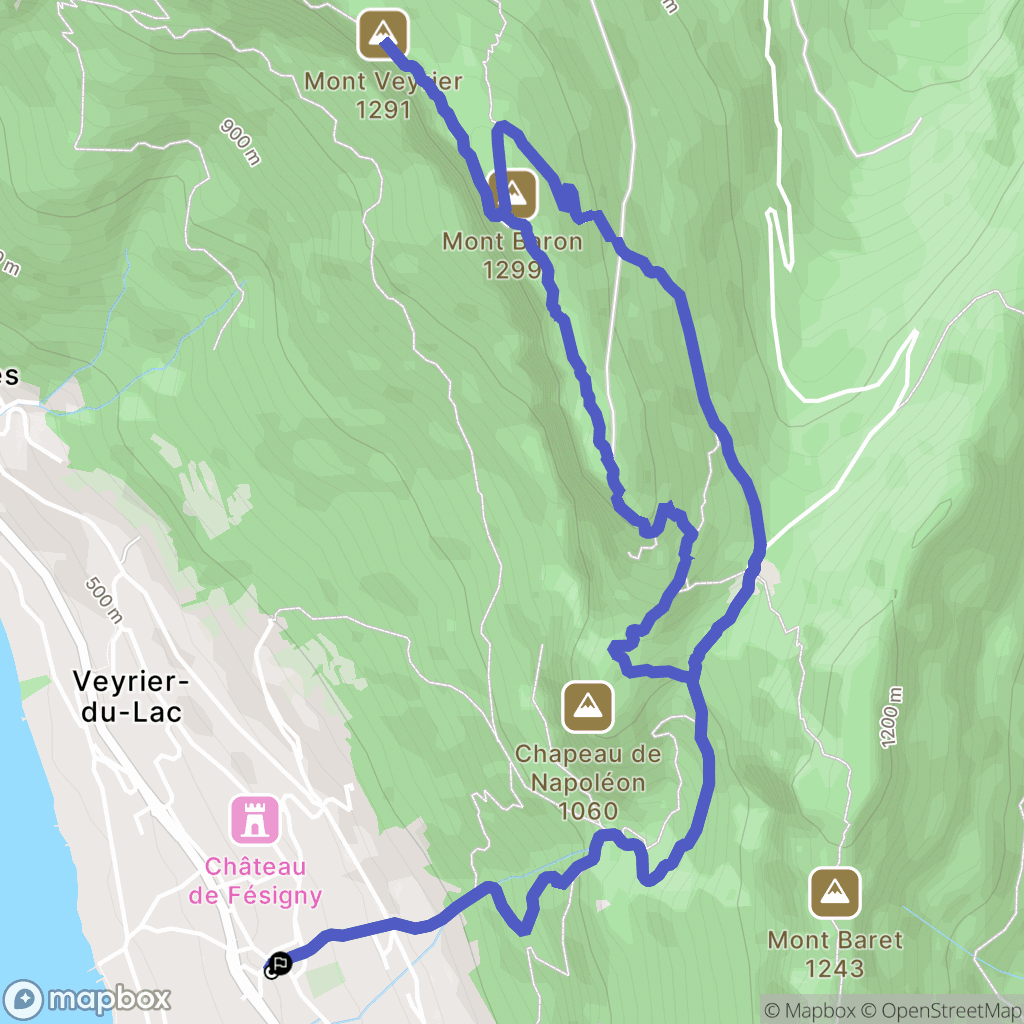 Veyrier-du-Lac : carte du parcours de randonnée - France