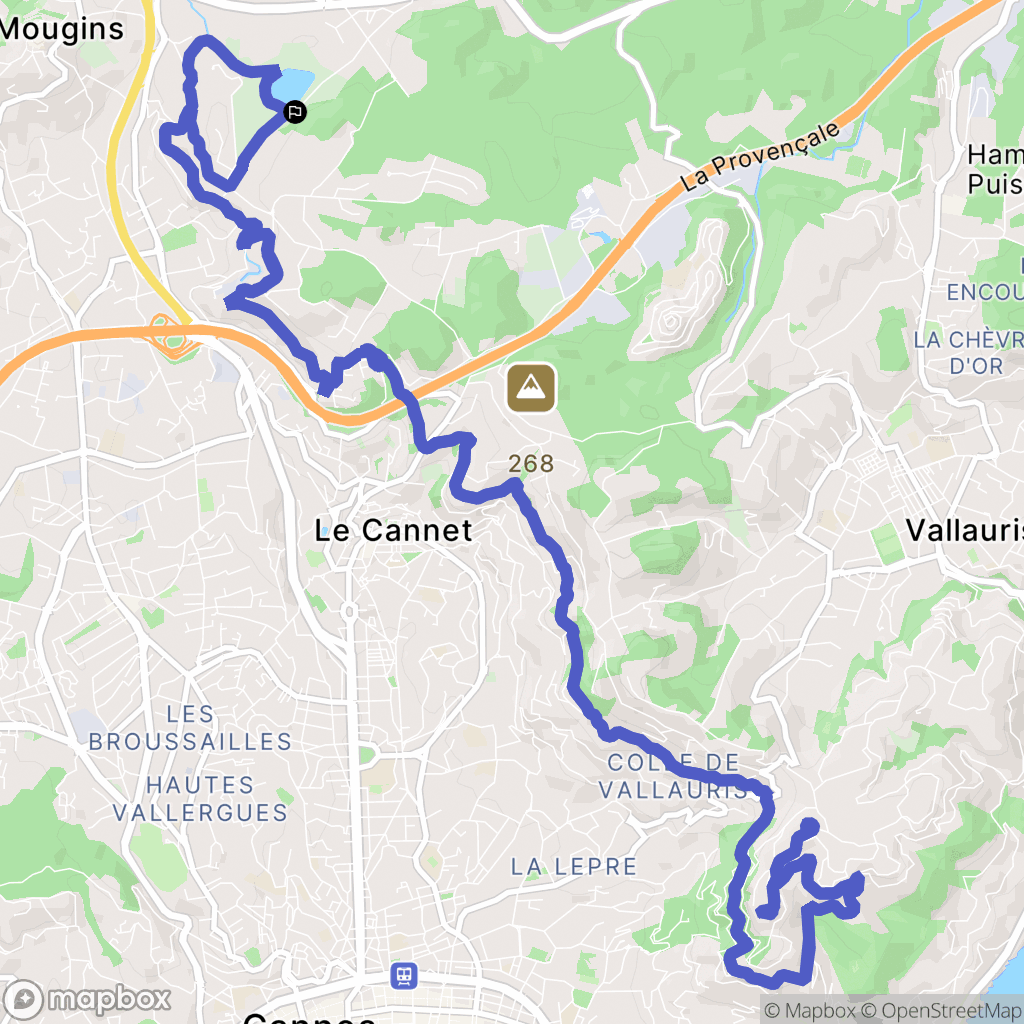 Mougins : carte du parcours de randonnée - France