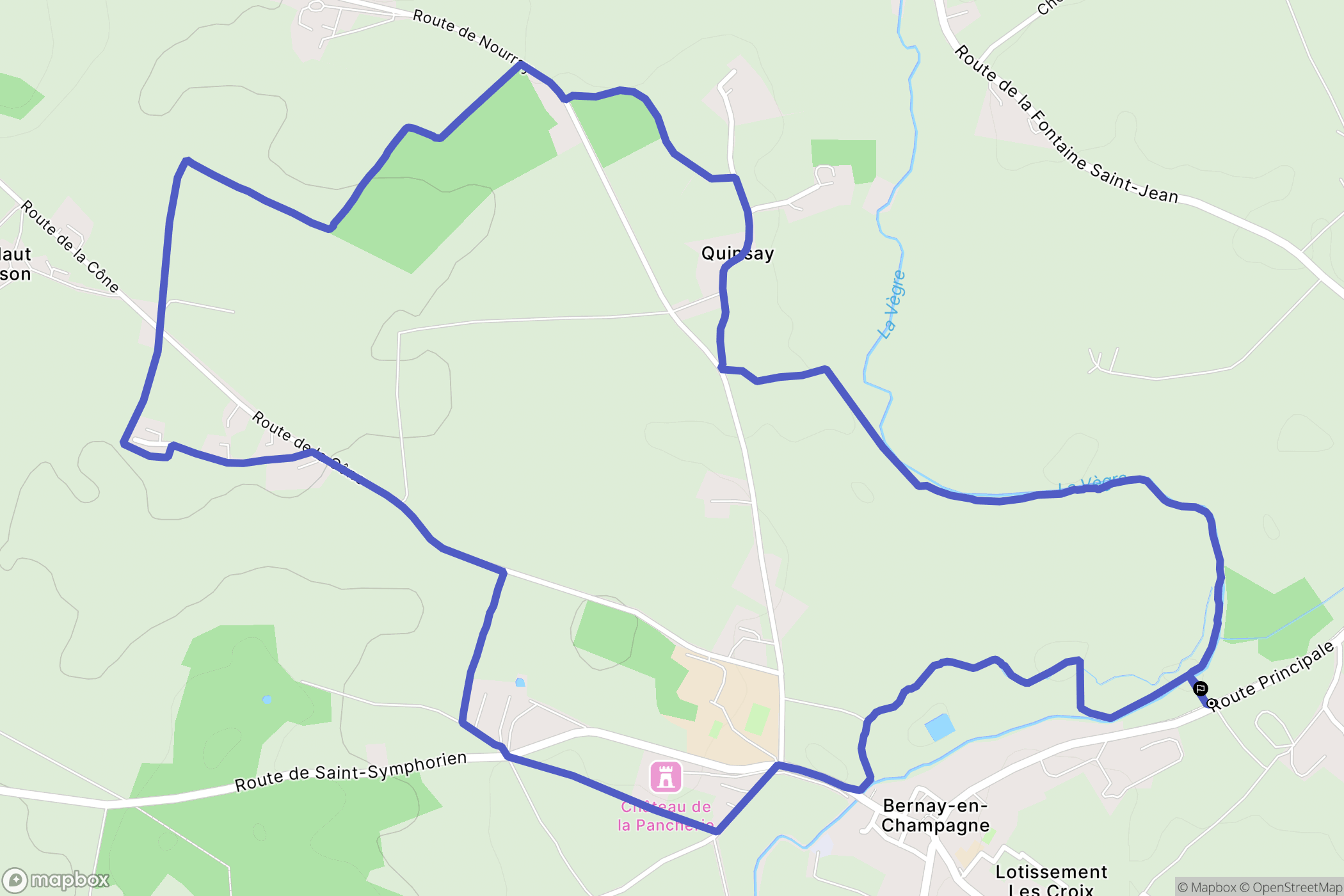 Bernay-Neuvy-en-Champagne : carte du parcours de randonnée - France