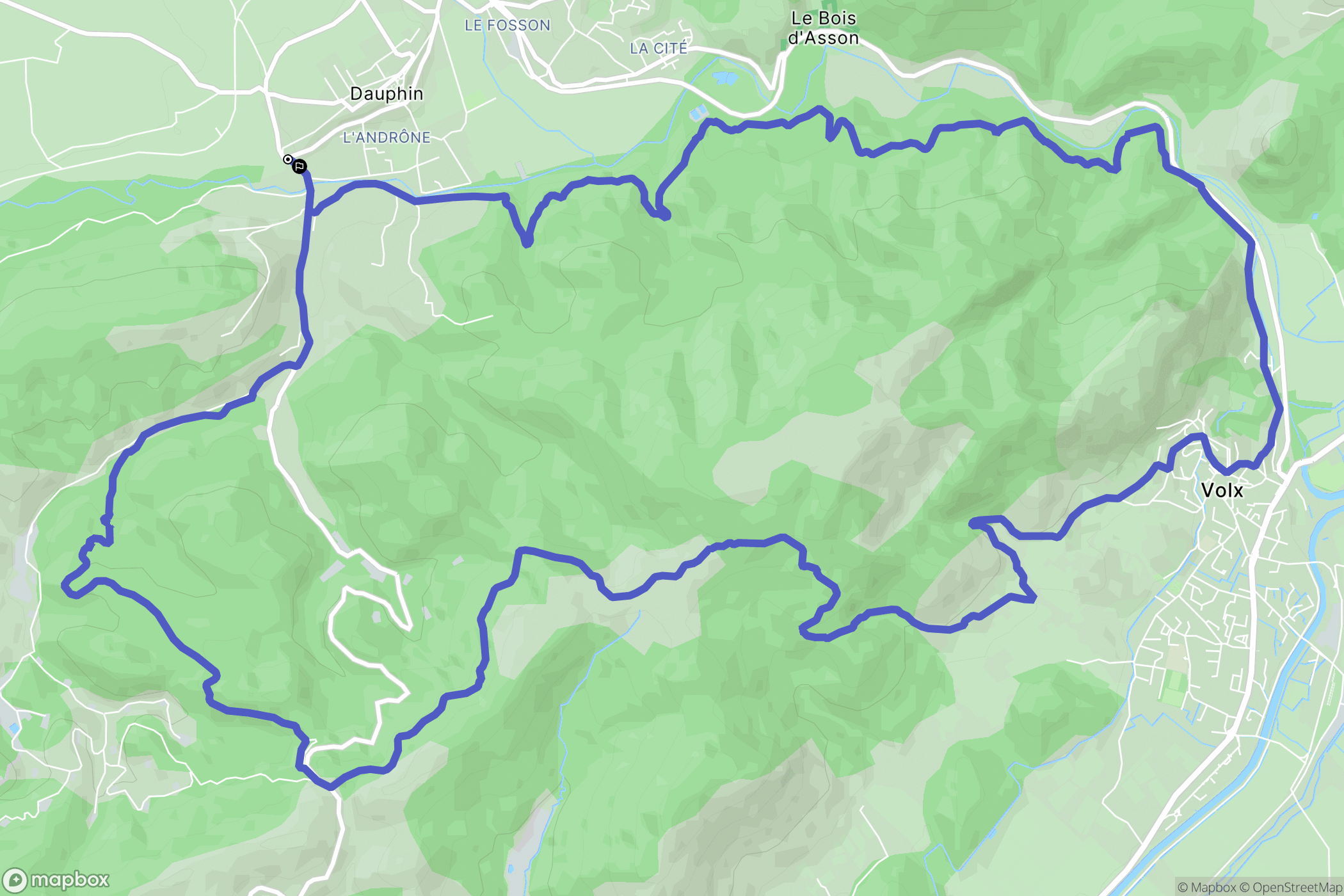 Dauphin : carte du parcours de randonnée - France