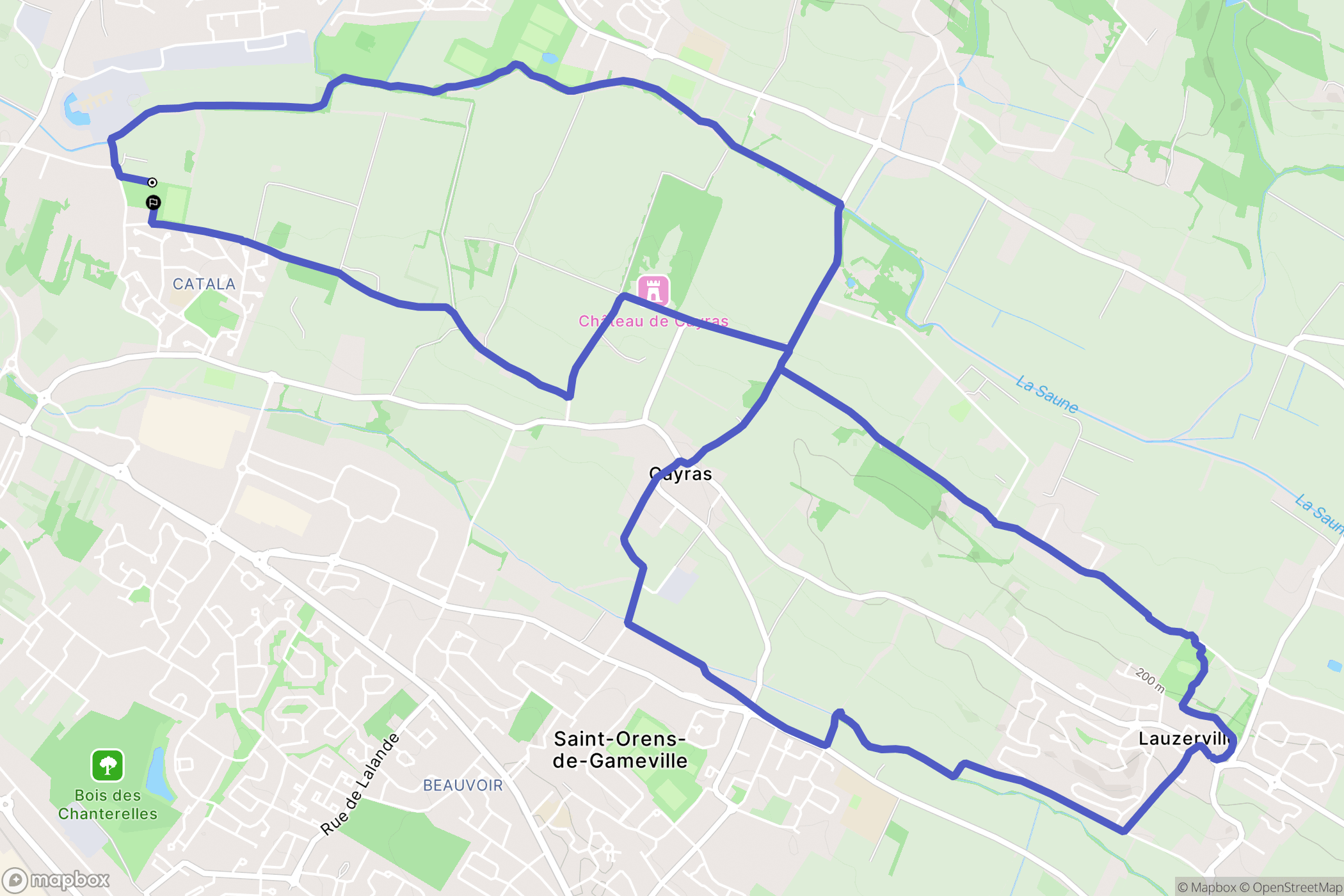 Saint-Orens-de-Gameville : carte du parcours de randonnée - France