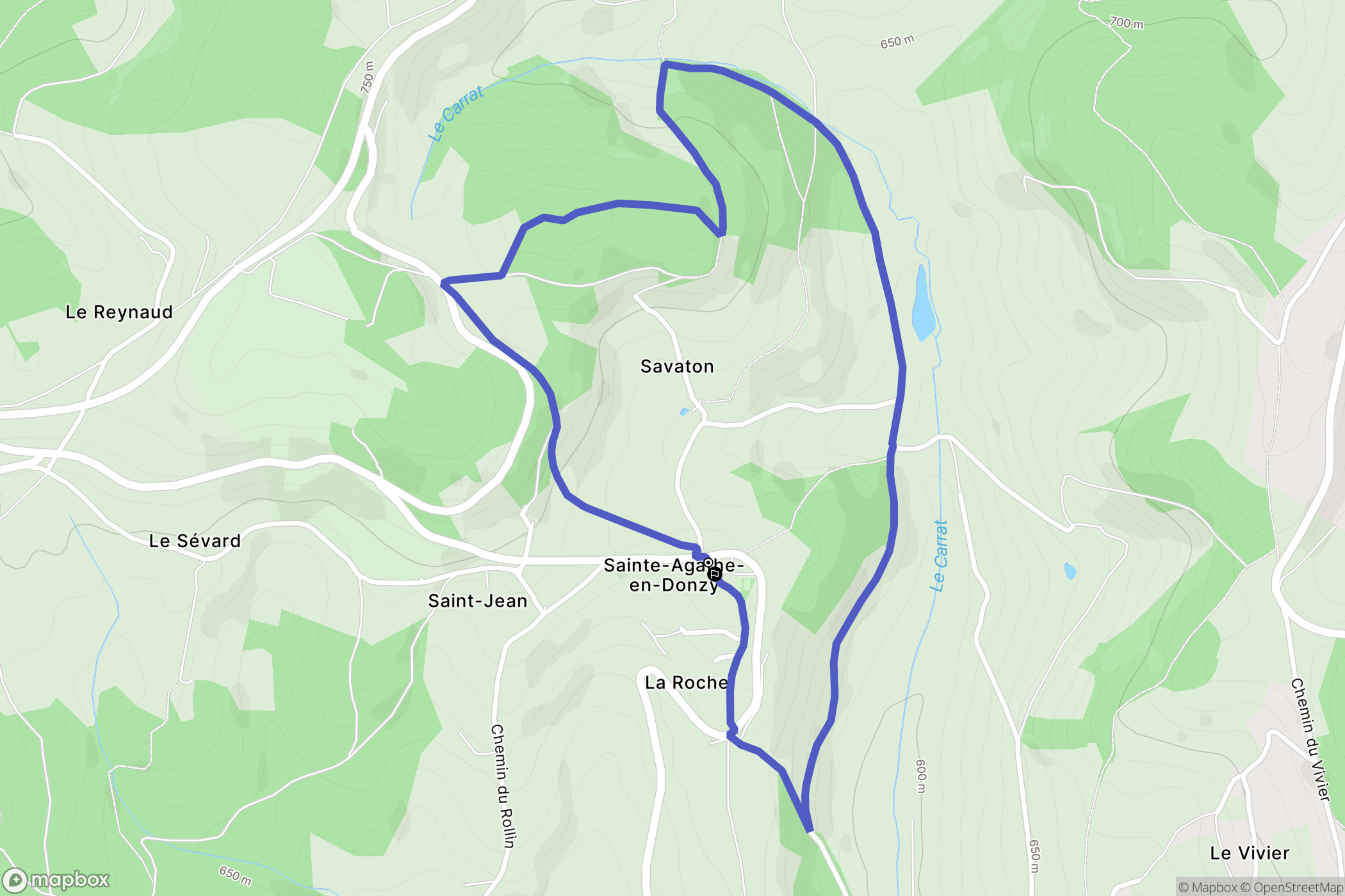 Sainte-Agathe-en-Donzy : carte du parcours de randonnée - France