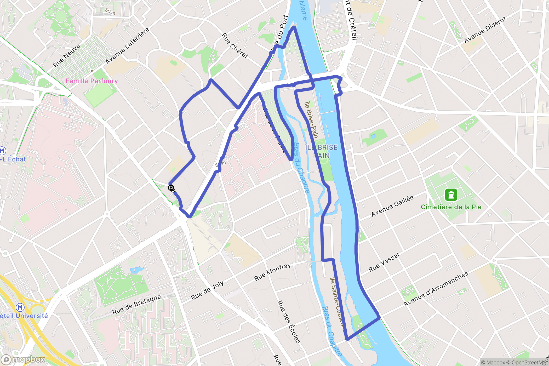 Créteil : carte du parcours de randonnée - France