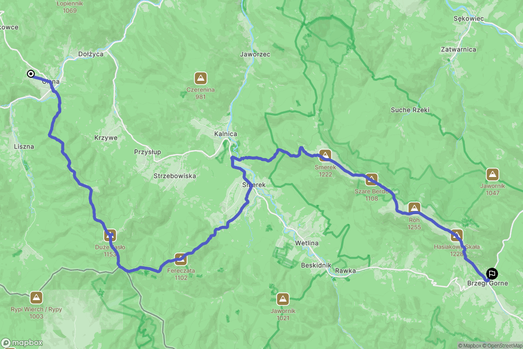 Cisna: mapa trasy - Poland