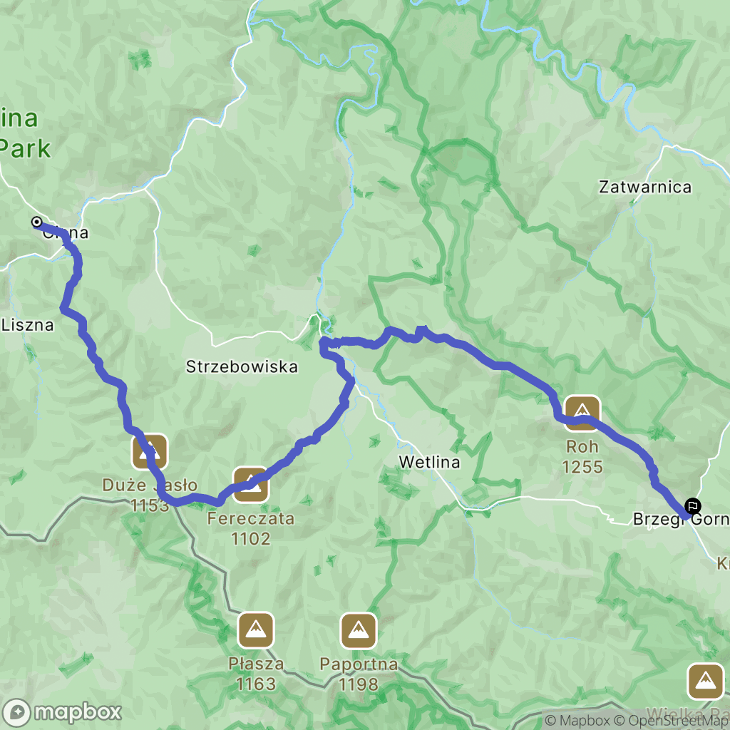 Cisna: mapa trasy - Poland