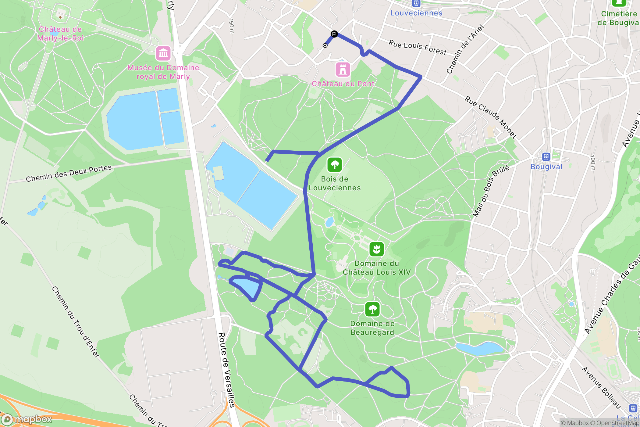 Louveciennes : carte du parcours de randonnée - France