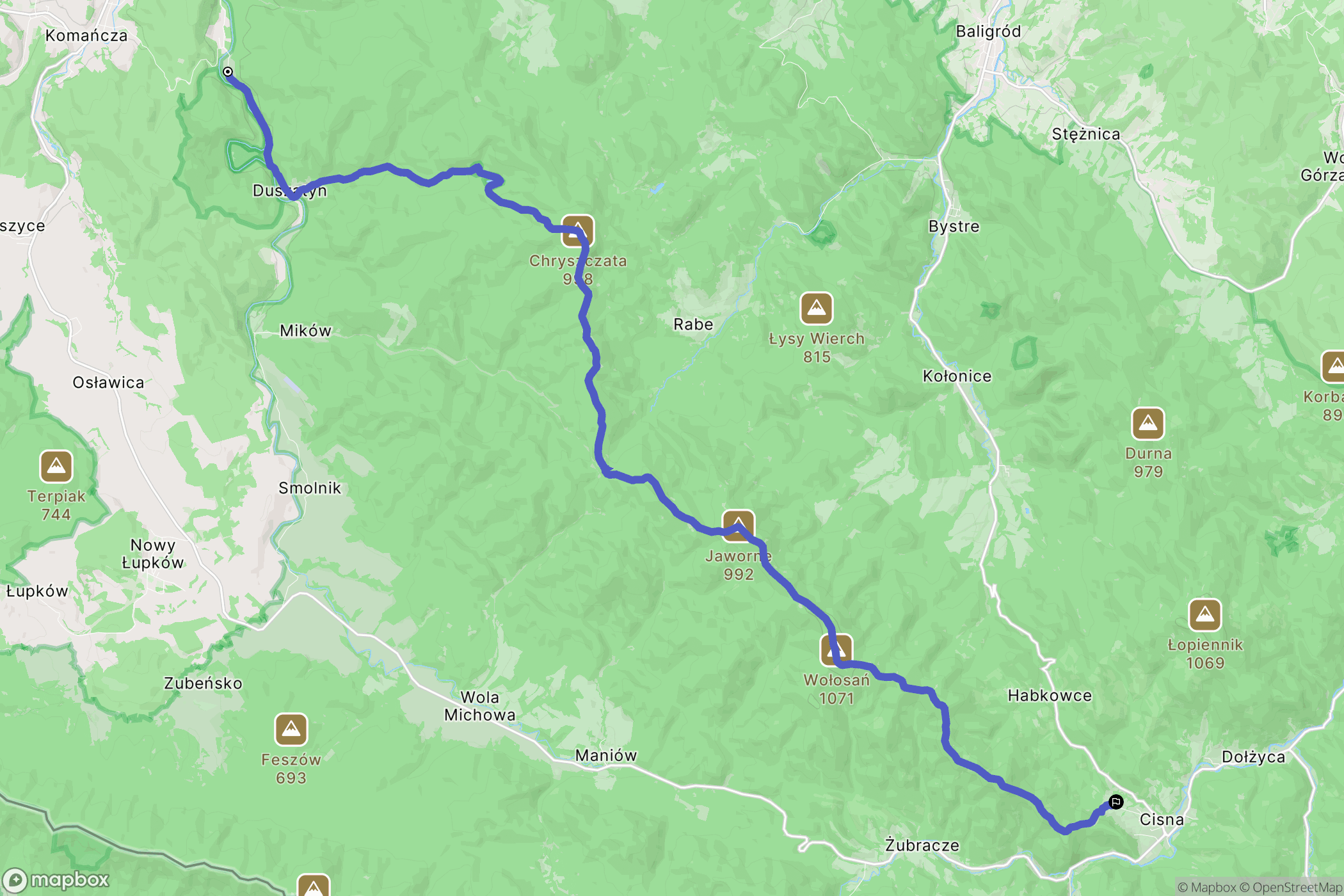 Prełuki: mapa trasy - Poland