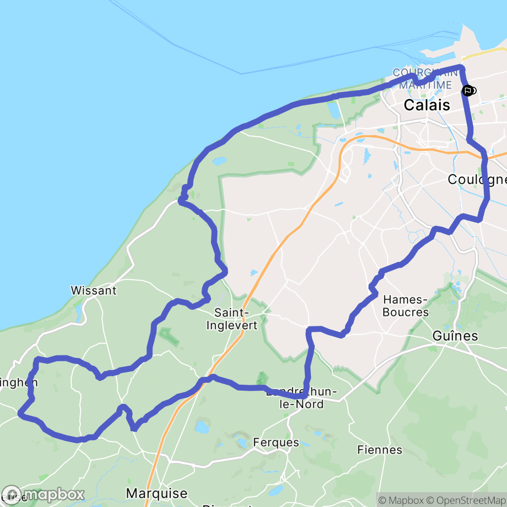 Calais : carte du parcours de randonnée - France