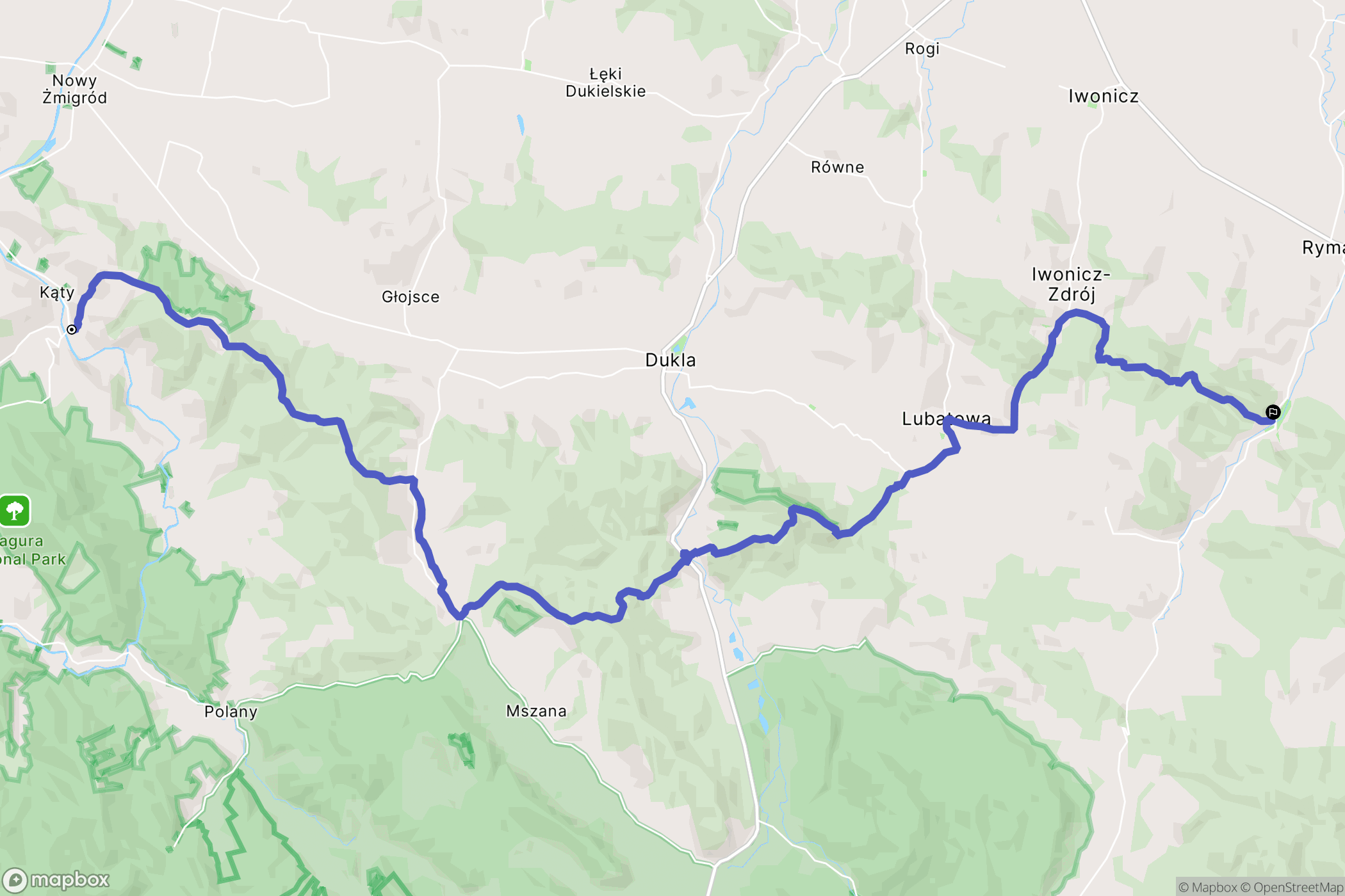 Kąty: mapa trasy - Poland