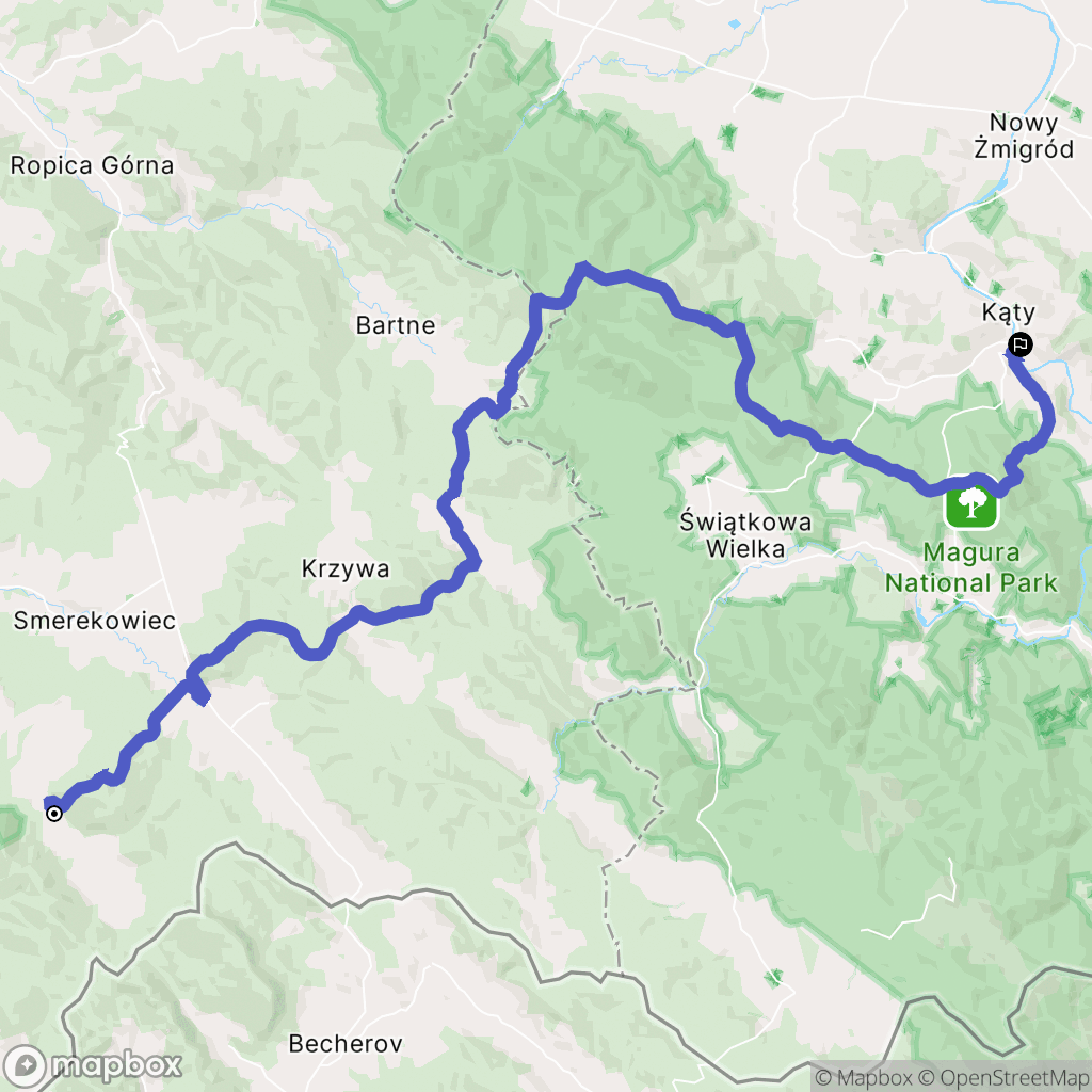 Regietów: mapa trasy - Poland