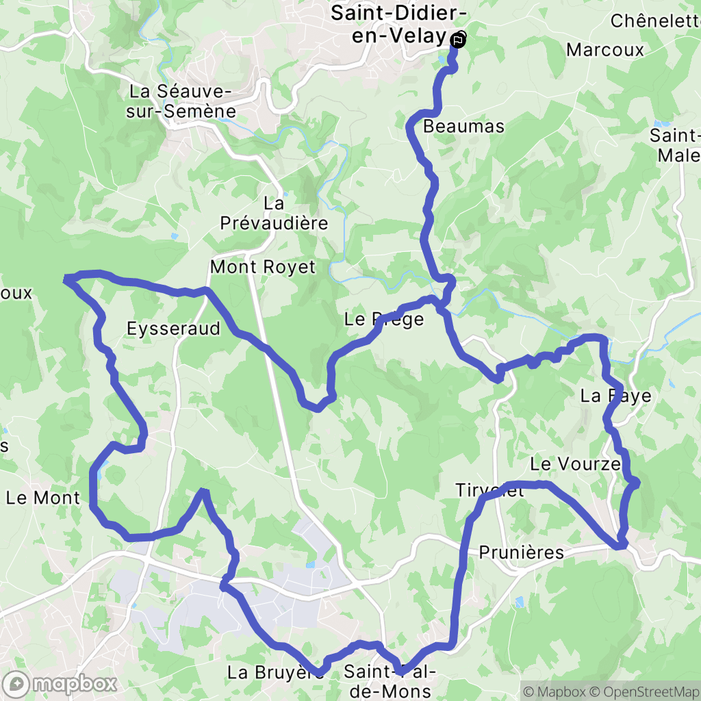 Saint-Didier-en-Velay : carte du parcours de randonnée - France