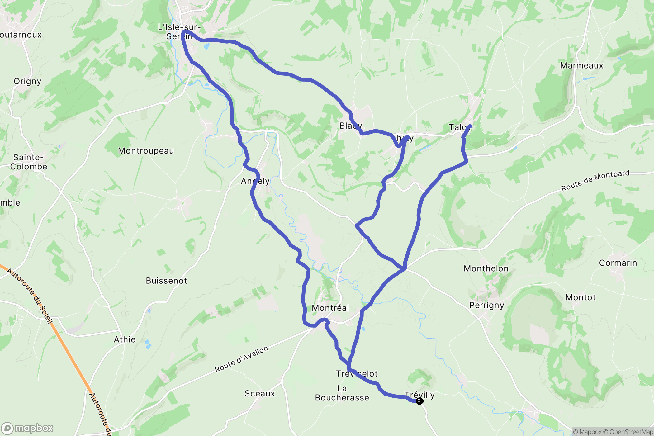 Guillon-Terre-Plaine : carte du parcours de randonnée - France
