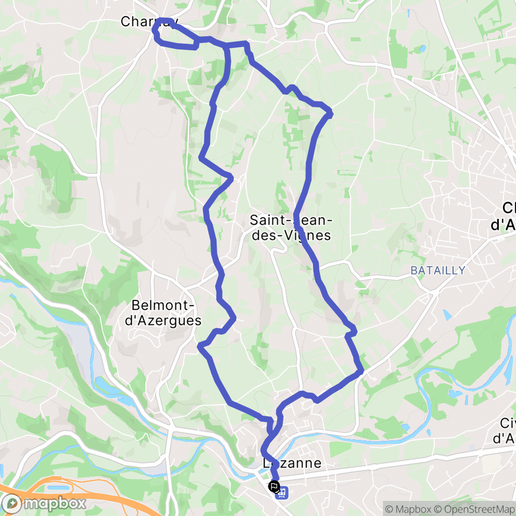 Lozanne : carte du parcours de randonnée - France