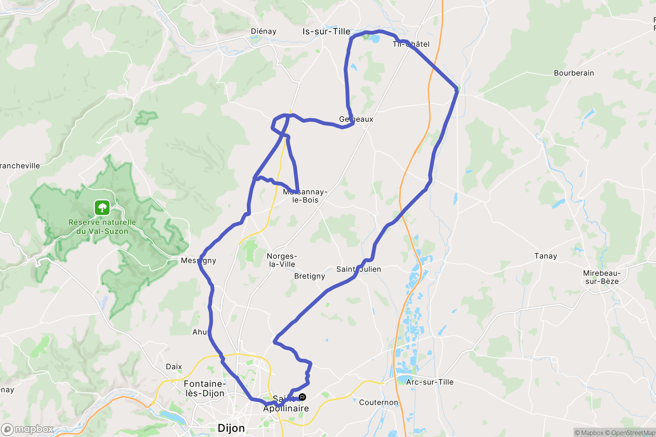 Saint-Apollinaire : carte du parcours de randonnée - France