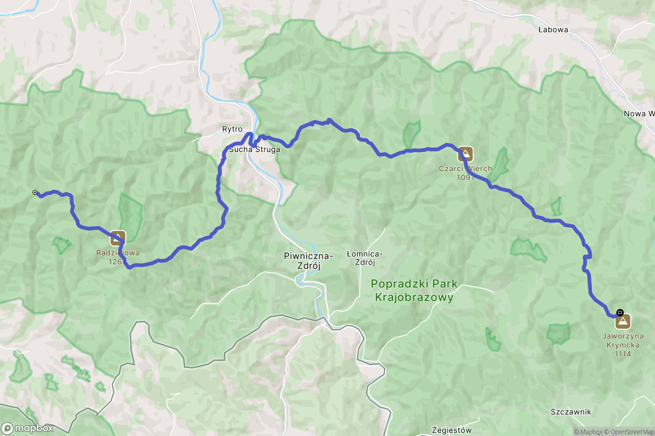 Szczawnica: mapa trasy - Poland