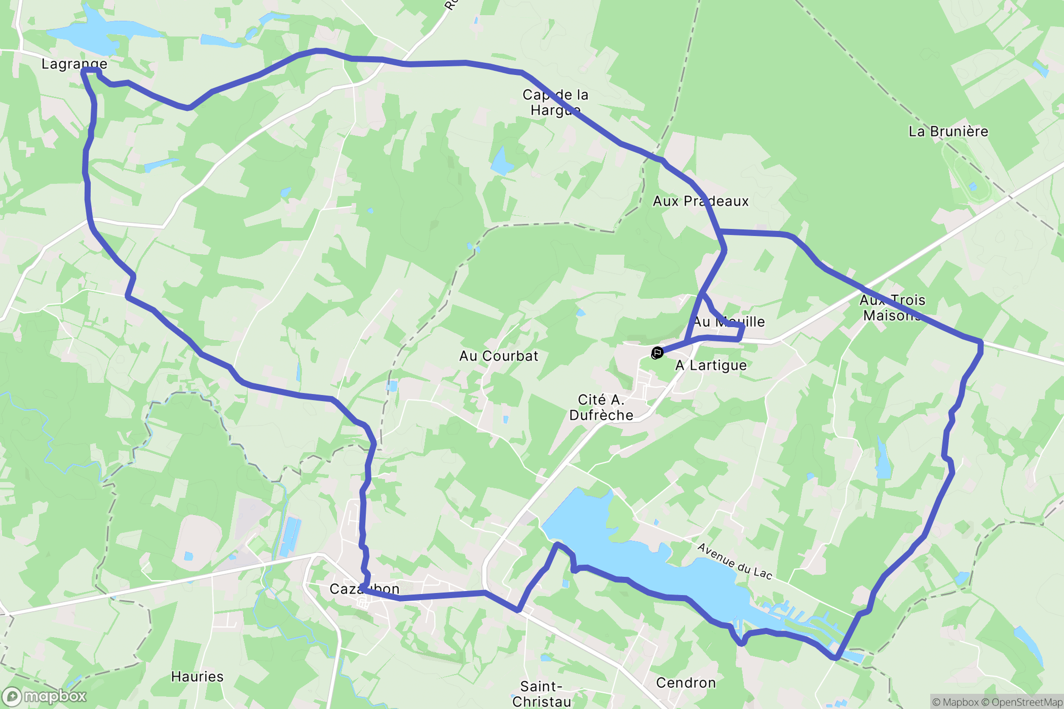 Cazaubon : carte du parcours de randonnée - France