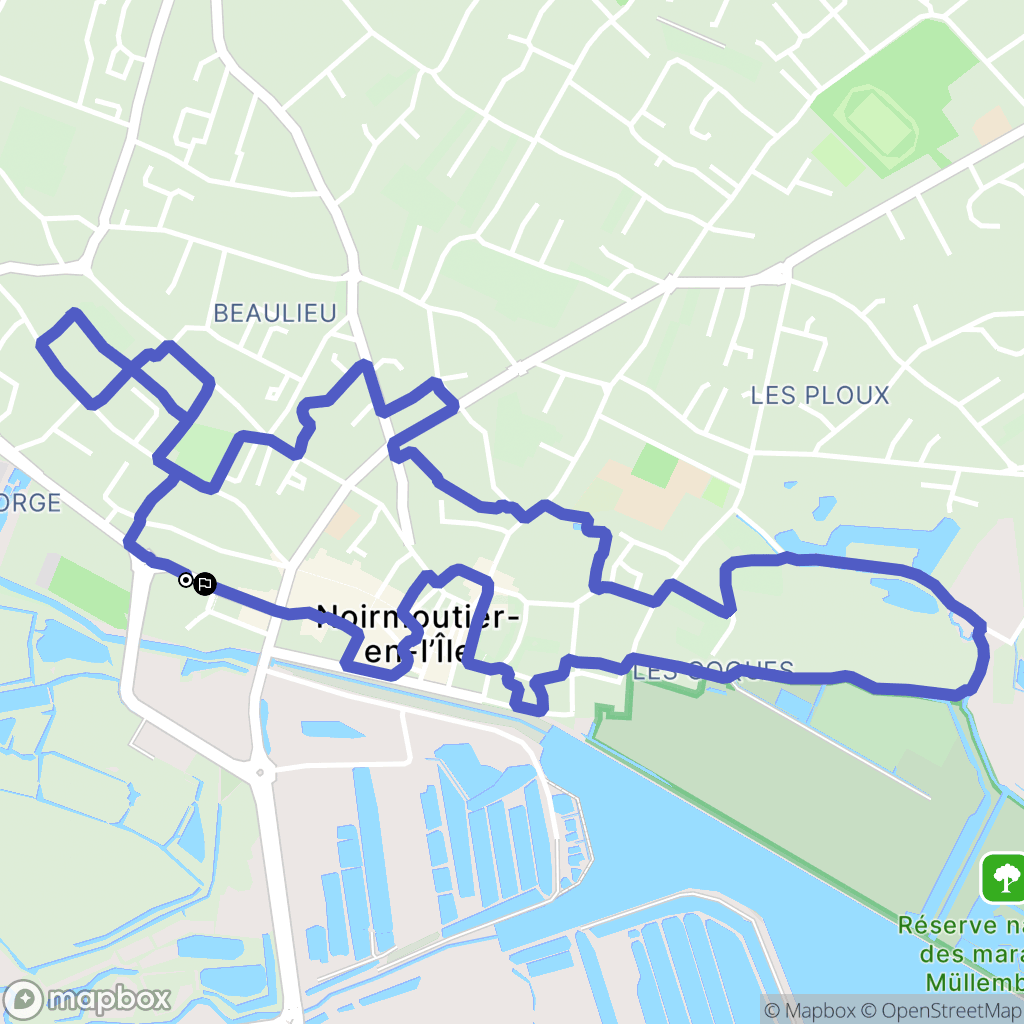 Noirmoutier-en-l'Île : carte du parcours de randonnée - France