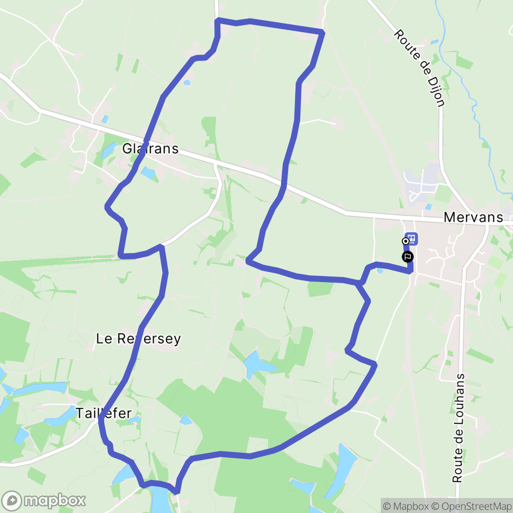 Mervans : carte du parcours de randonnée - France