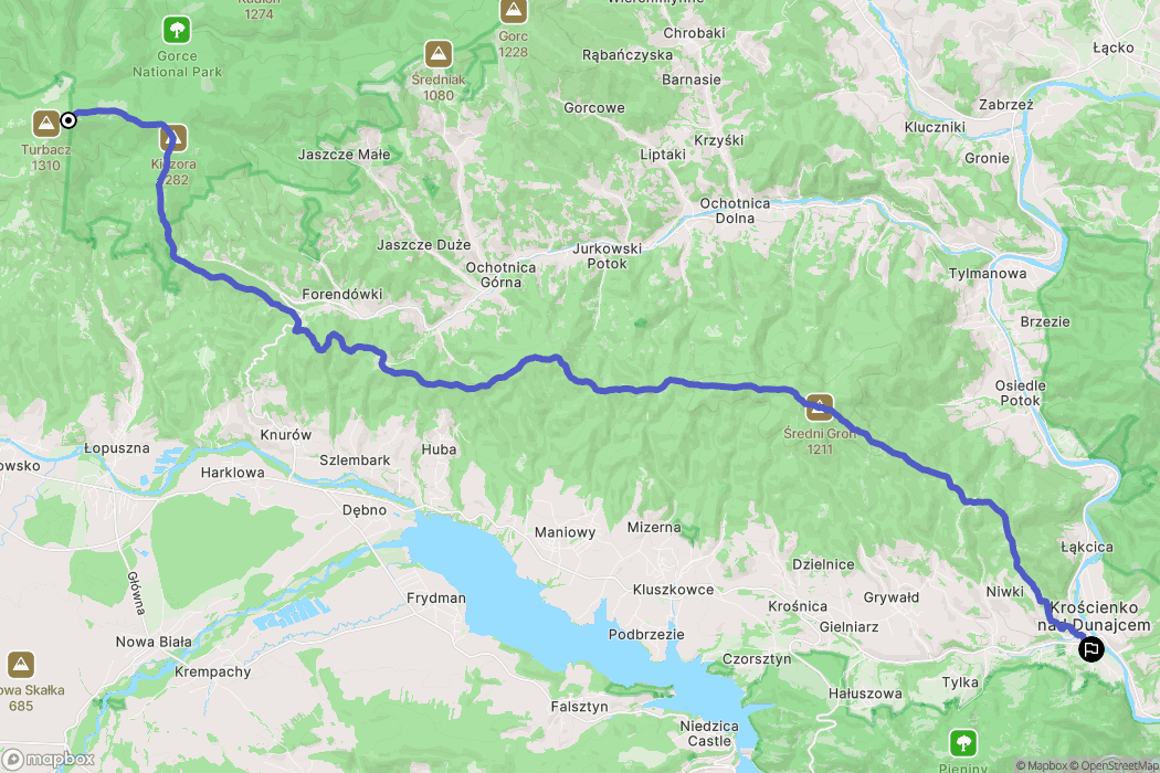 Waksmund: mapa trasy - Poland