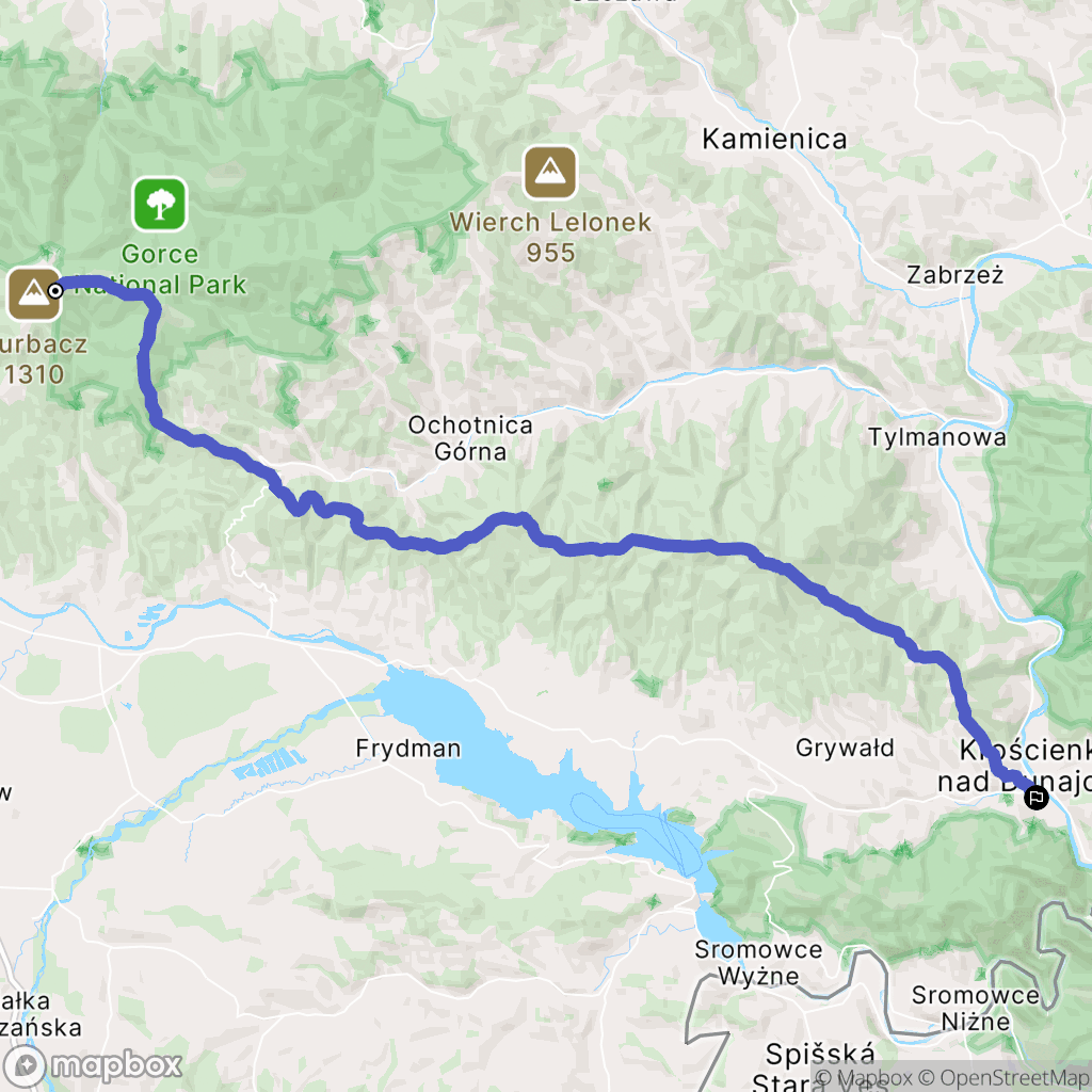 Waksmund: mapa trasy - Poland