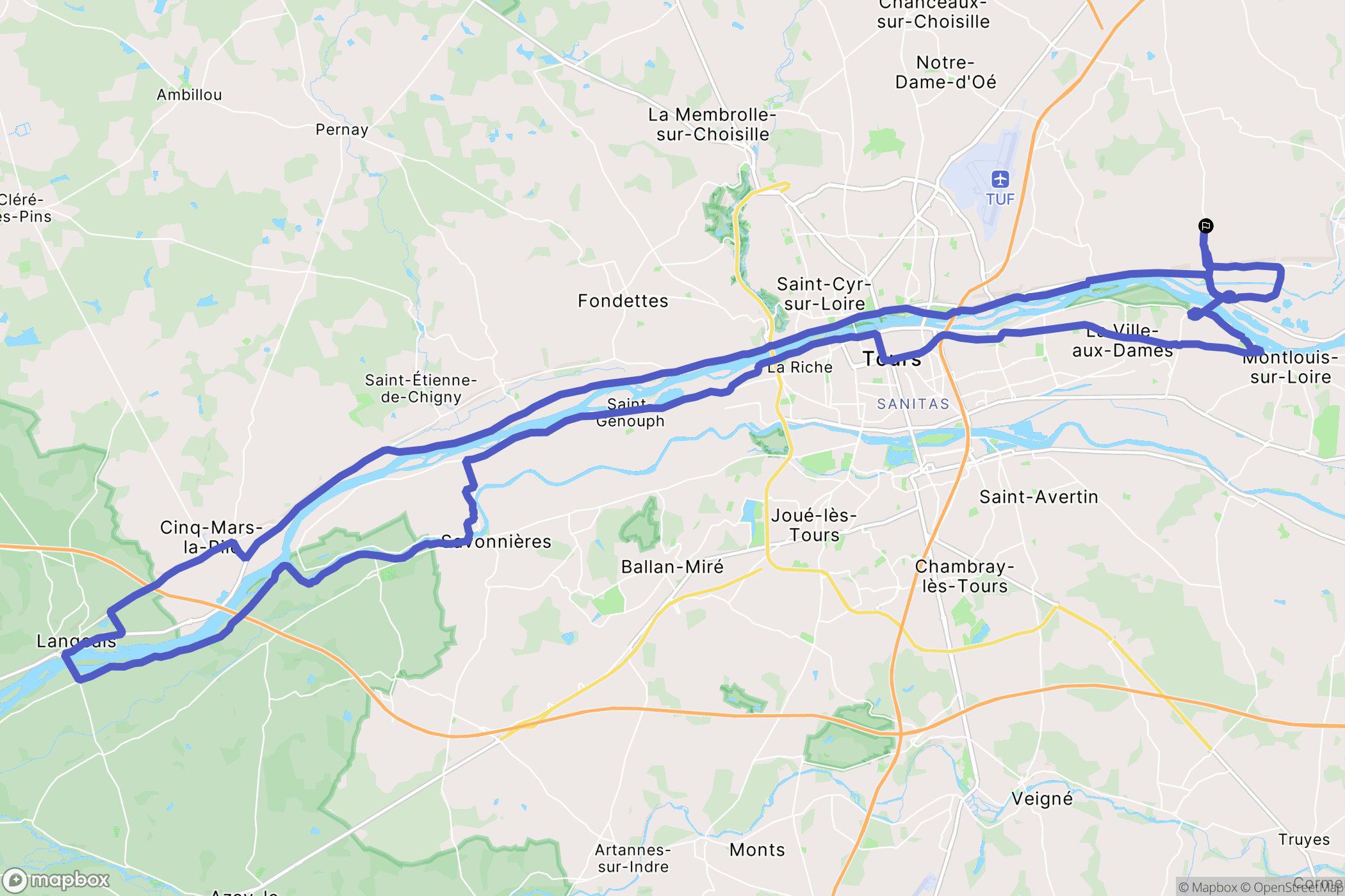 Vouvray : carte du parcours de randonnée - France