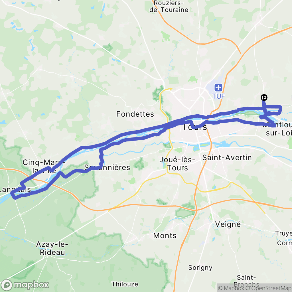 Vouvray : carte du parcours de randonnée - France