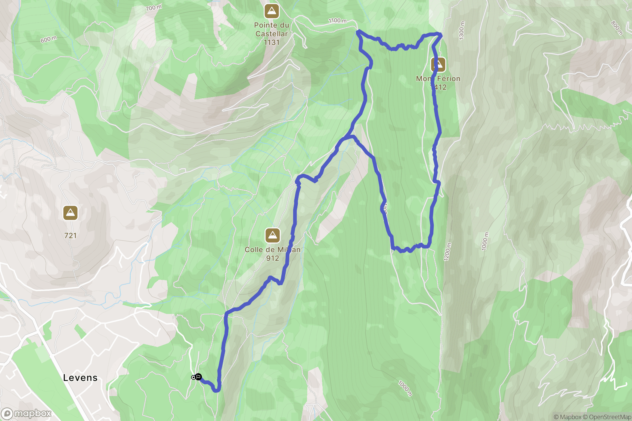 Levens : carte du parcours de randonnée - France